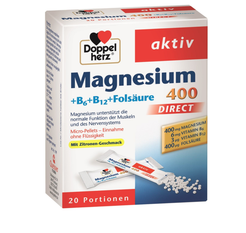 Doppelherz Aktiv Magneesium 400 DIRECT +B6+B12+Foolhape, 20tk ...